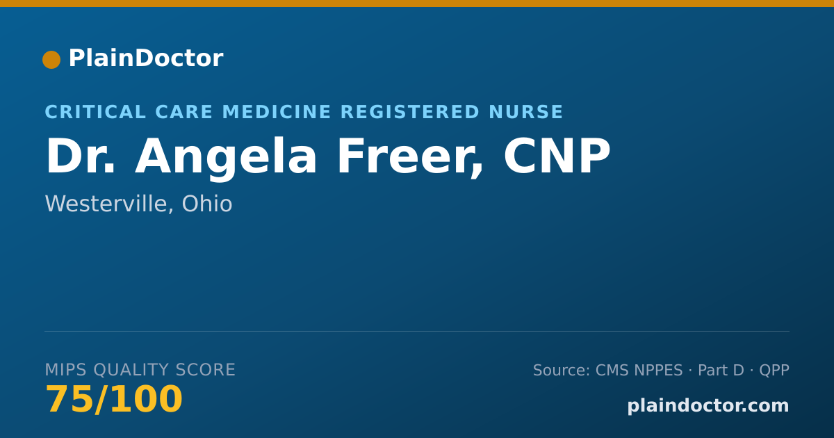 Shareable card for Angela Freer, CNP - Critical Care Medicine Registered Nurse, Westerville, OH