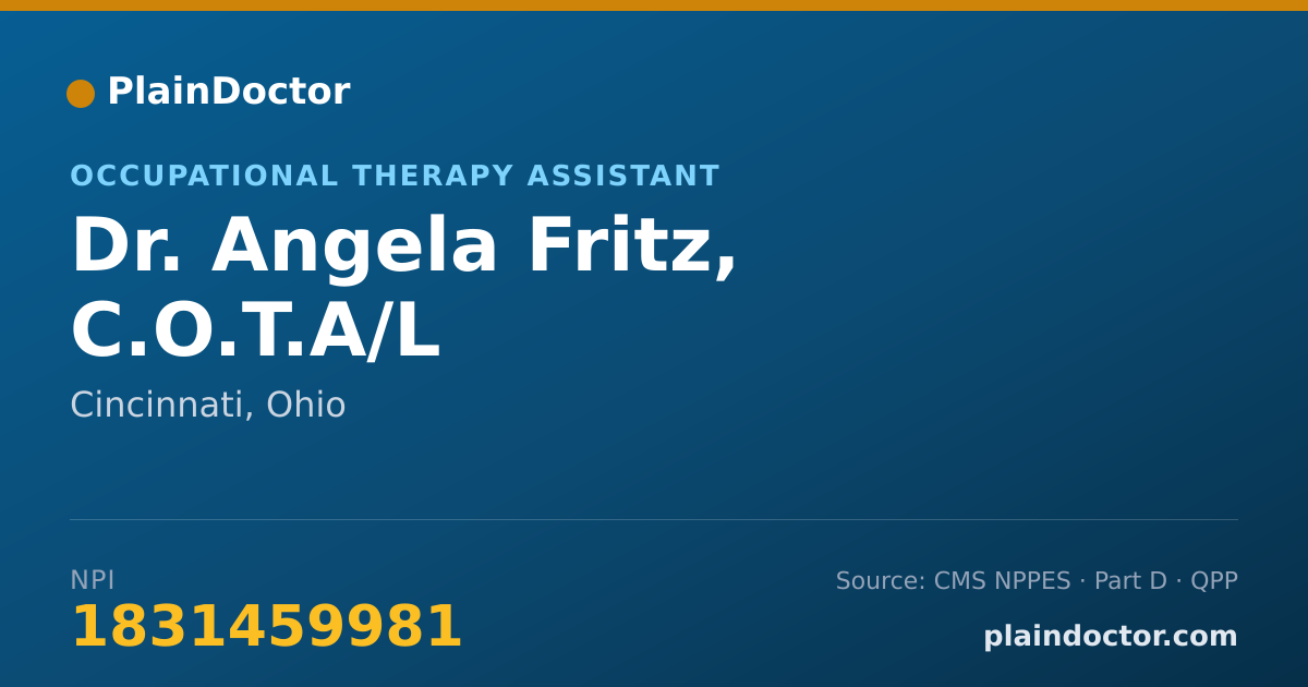 Shareable card for Angela Fritz, C.O.T.A/L - Occupational Therapy Assistant, Cincinnati, OH
