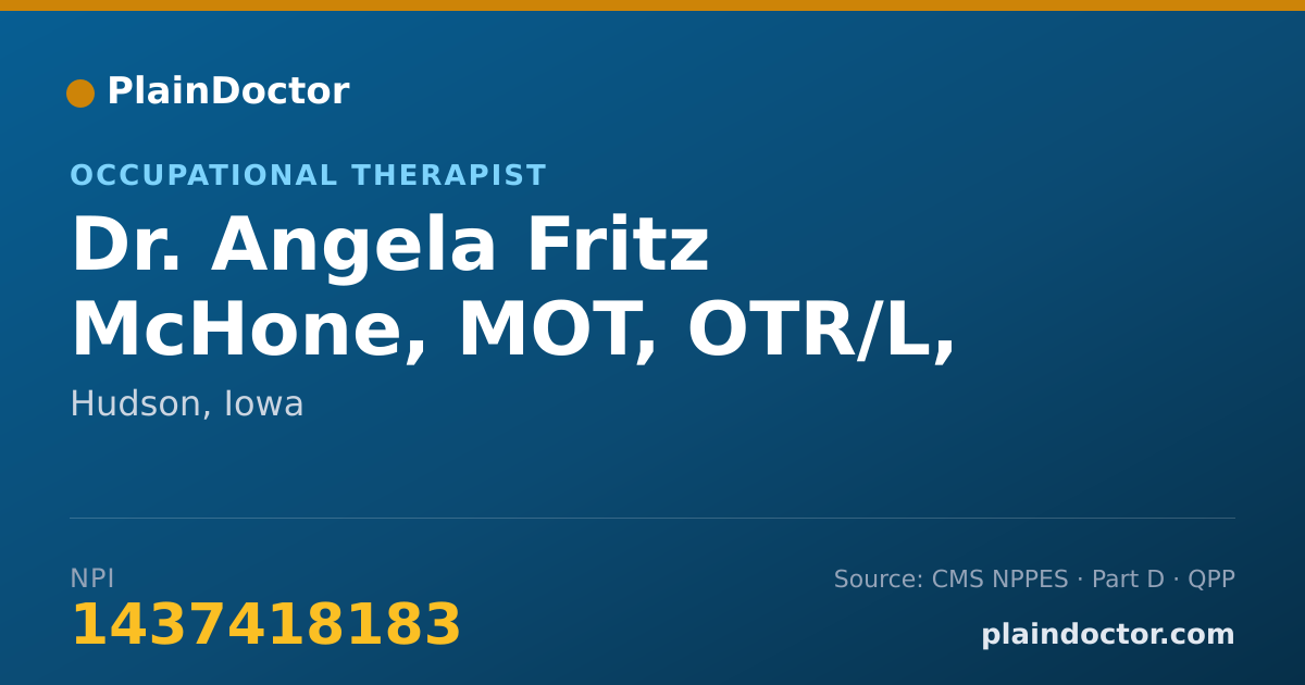 Shareable card for Angela Fritz McHone, MOT, OTR/L, CLT - Occupational Therapist, Hudson, IA