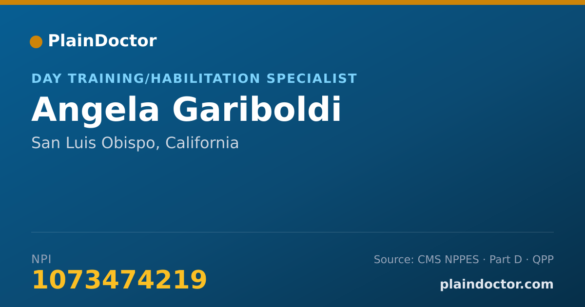 Shareable card for Angela Gariboldi - Day Training/Habilitation Specialist, San Luis Obispo, CA
