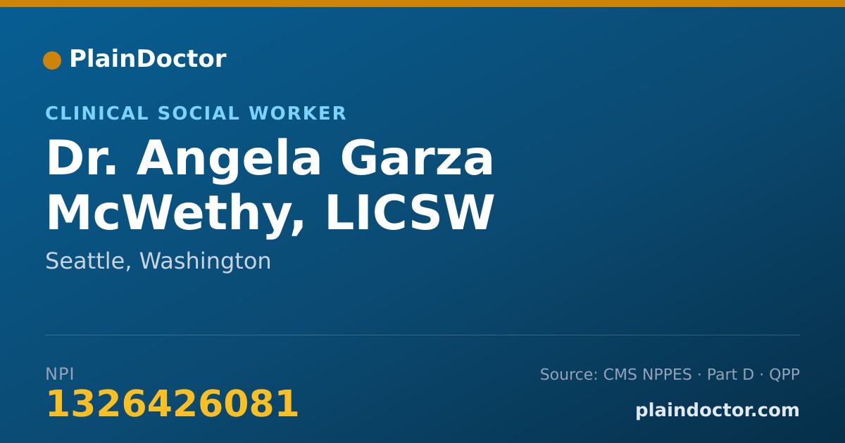 Shareable card for Angela Garza McWethy, LICSW - Clinical Social Worker, Seattle, WA