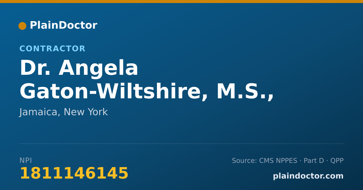 Shareable card for Angela Gaton-Wiltshire, M.S., M.A., M.S. - Contractor, Jamaica, NY