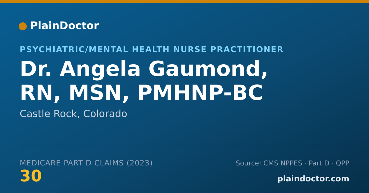 Shareable card for Angela Gaumond, RN, MSN, PMHNP-BC - Psychiatric/Mental Health Nurse Practitioner, Castle Rock, CO