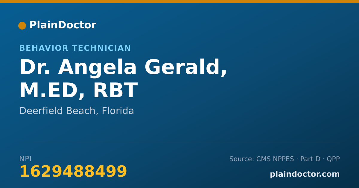 Shareable card for Angela Gerald, M.ED, RBT - Behavior Technician, Deerfield Beach, FL