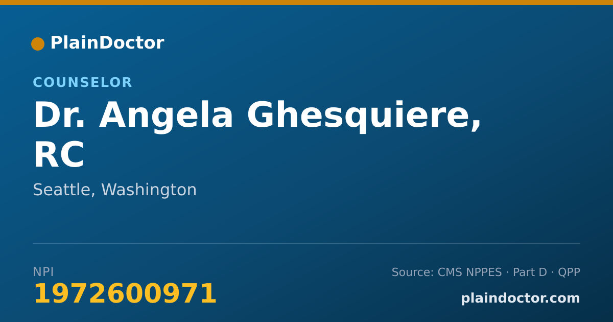 Shareable card for Angela Ghesquiere, RC - Counselor, Seattle, WA