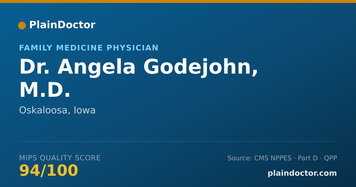 Shareable card for Angela Godejohn, M.D. - Family Medicine Physician, Oskaloosa, IA