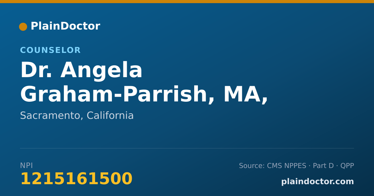 Shareable card for Angela Graham-Parrish, MA, MHRS - Counselor, Sacramento, CA