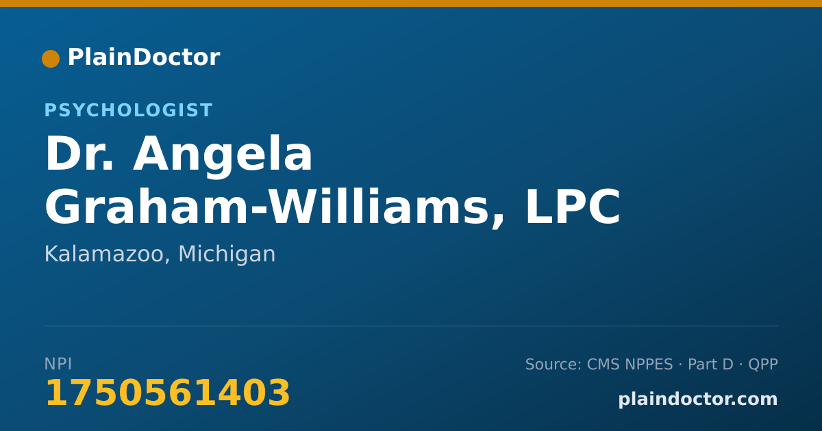 Shareable card for Angela Graham-Williams, LPC - Psychologist, Kalamazoo, MI