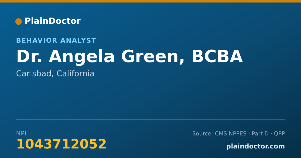 Shareable card for Angela Green, BCBA - Behavior Analyst, Carlsbad, CA