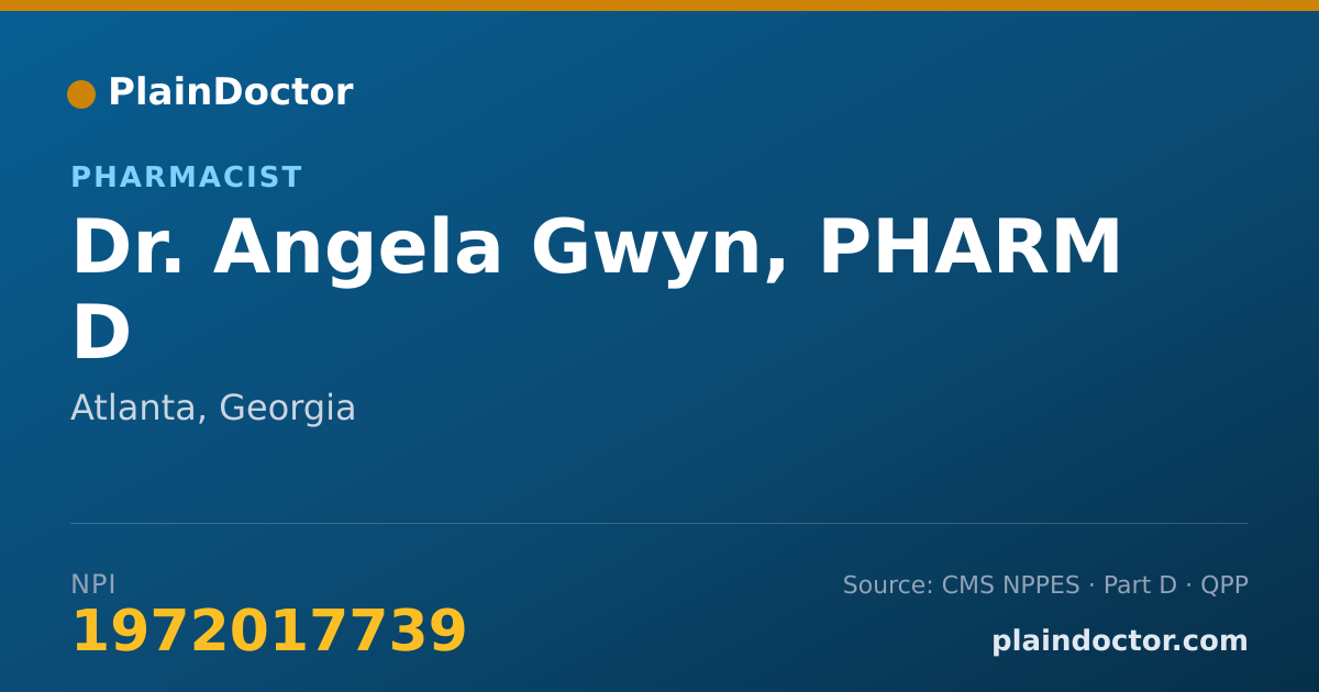 Shareable card for Angela Gwyn, PHARM D - Pharmacist, Atlanta, GA