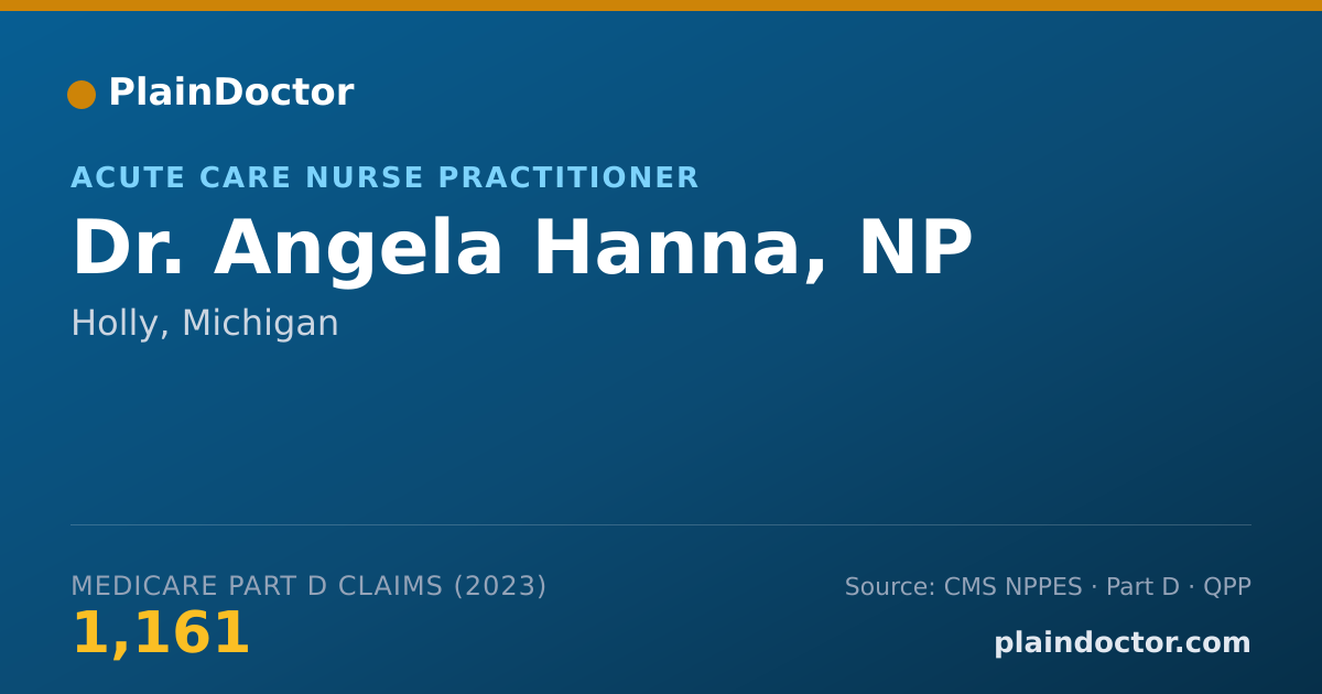 Shareable card for Angela Hanna, NP - Acute Care Nurse Practitioner, Holly, MI