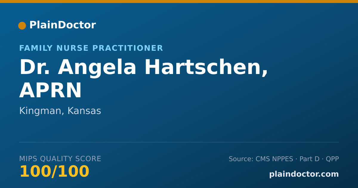 Shareable card for Angela Hartschen, APRN - Family Nurse Practitioner, Kingman, KS