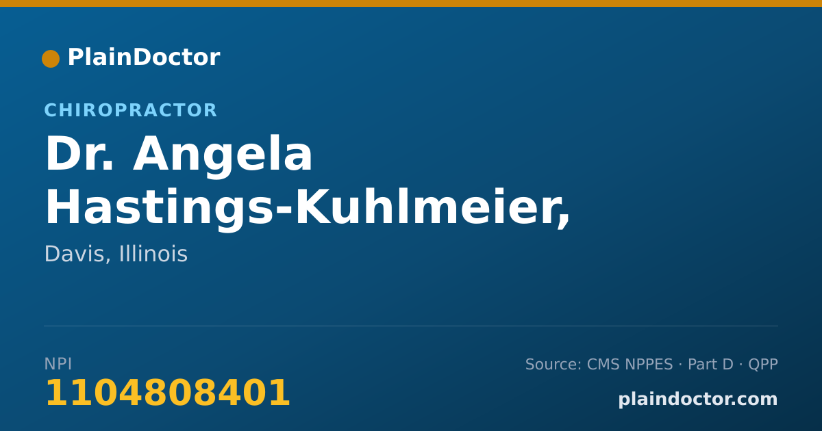 Shareable card for Angela Hastings-Kuhlmeier, D.C. - Chiropractor, Davis, IL