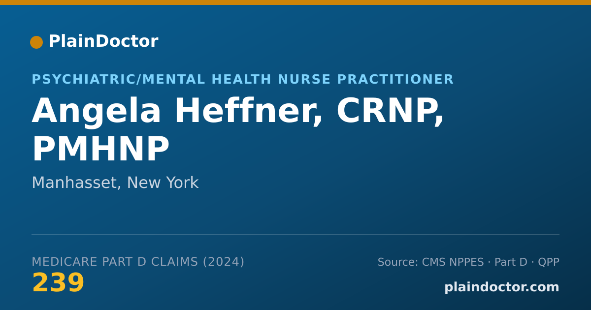 Shareable card for Angela Heffner, CRNP, PMHNP - Psychiatric/Mental Health Nurse Practitioner, Manhasset, NY