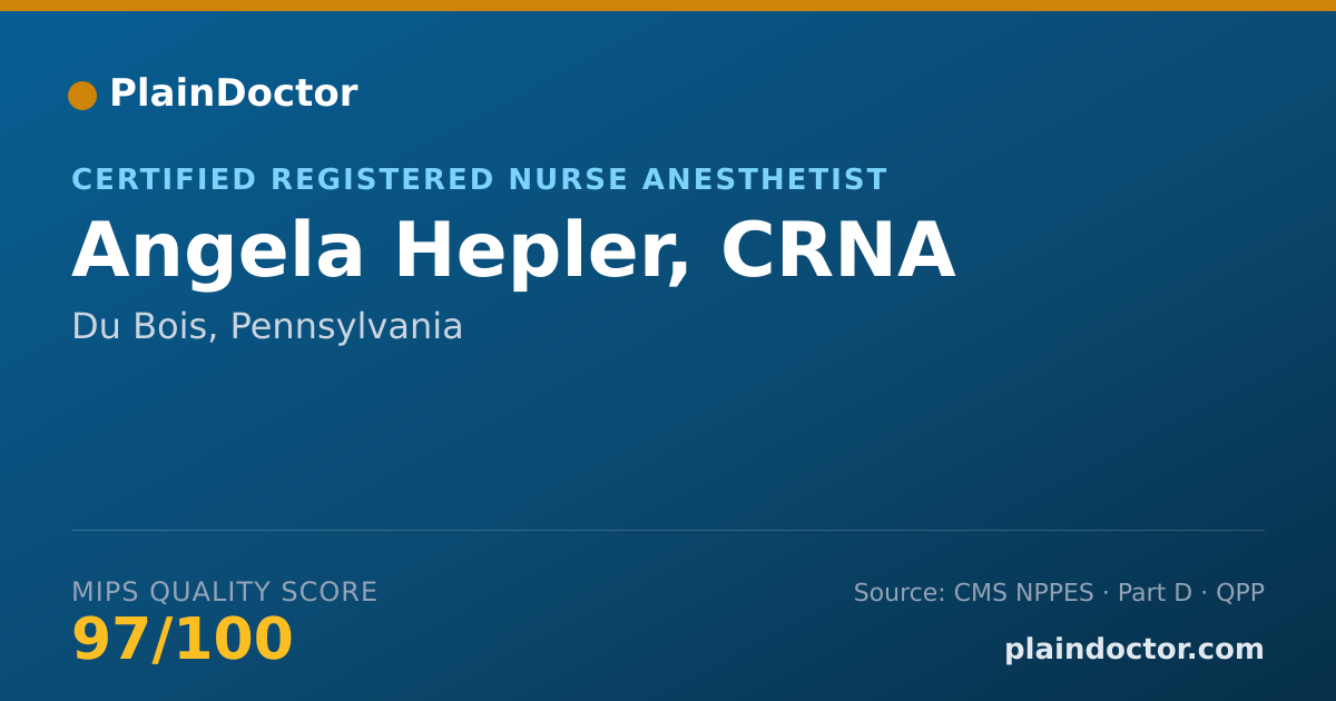 Shareable card for Angela Hepler, CRNA - Certified Registered Nurse Anesthetist, Du Bois, PA