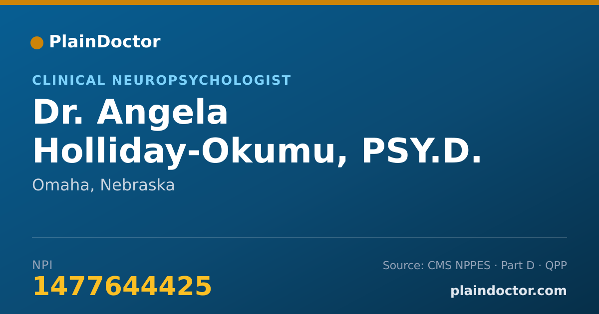 Shareable card for Angela Holliday-Okumu, PSY.D. - Clinical Neuropsychologist, Omaha, NE