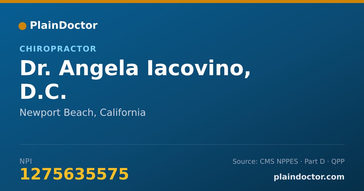 Shareable card for Angela Iacovino, D.C. - Chiropractor, Newport Beach, CA