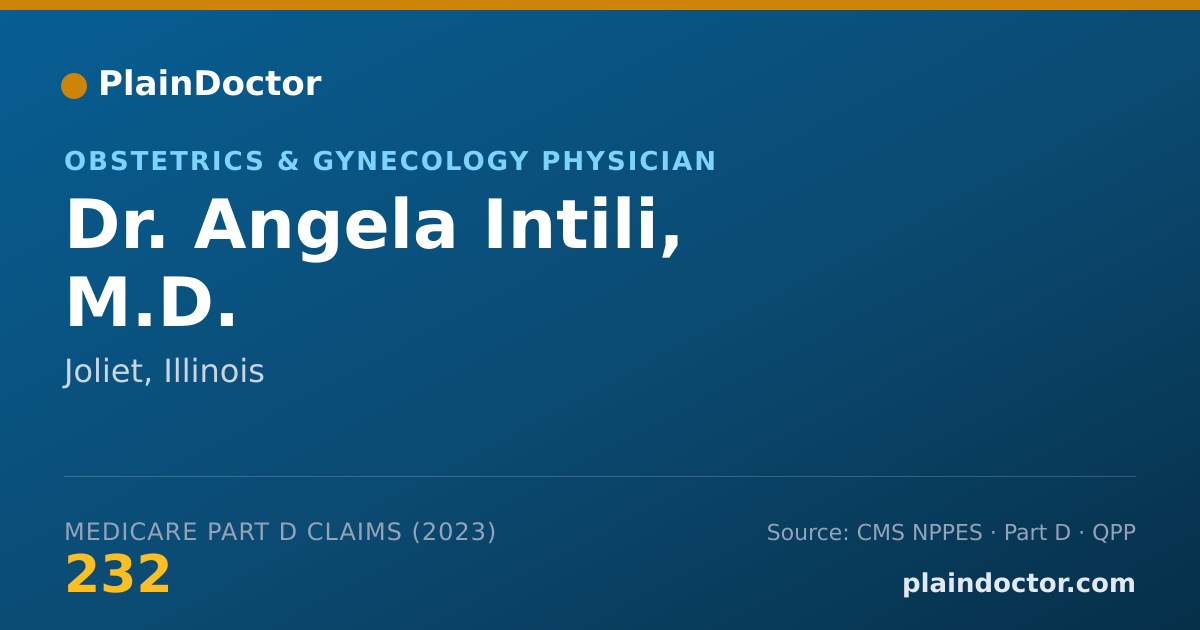 Shareable card for Angela Intili, M.D. - Obstetrics & Gynecology Physician, Joliet, IL
