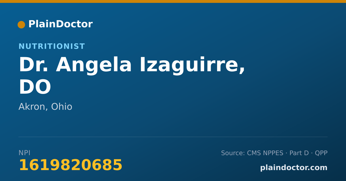 Shareable card for Angela Izaguirre, DO - Nutritionist, Akron, OH