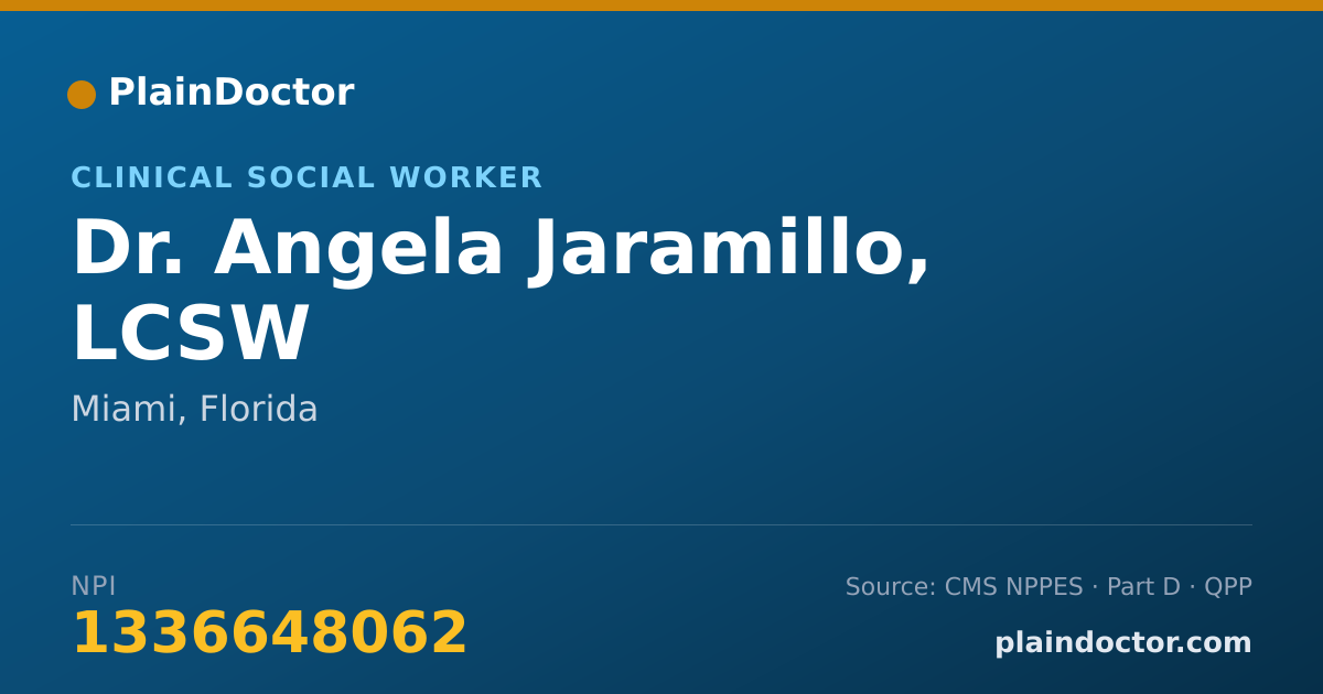 Shareable card for Angela Jaramillo, LCSW - Clinical Social Worker, Miami, FL