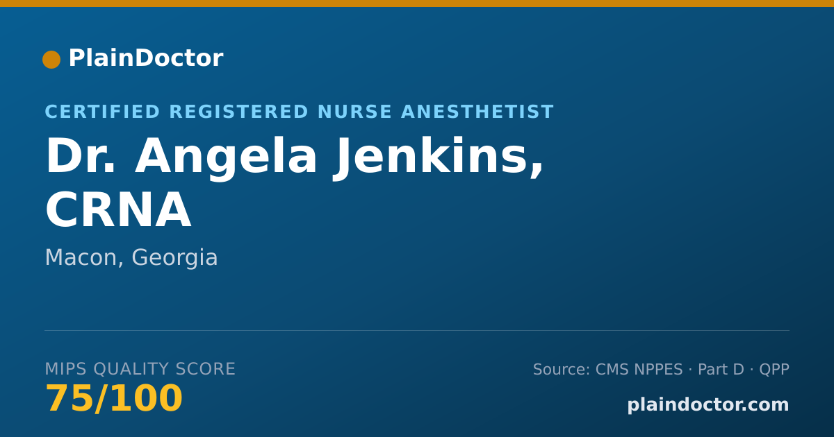 Shareable card for Angela Jenkins, CRNA - Certified Registered Nurse Anesthetist, Macon, GA