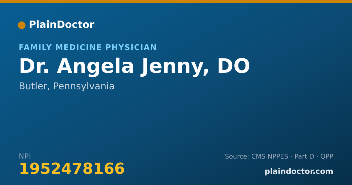 Shareable card for Angela Jenny, DO - Family Medicine Physician, Butler, PA