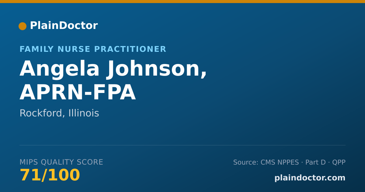 Shareable card for Angela Johnson, APRN-FPA - Family Nurse Practitioner, Rockford, IL