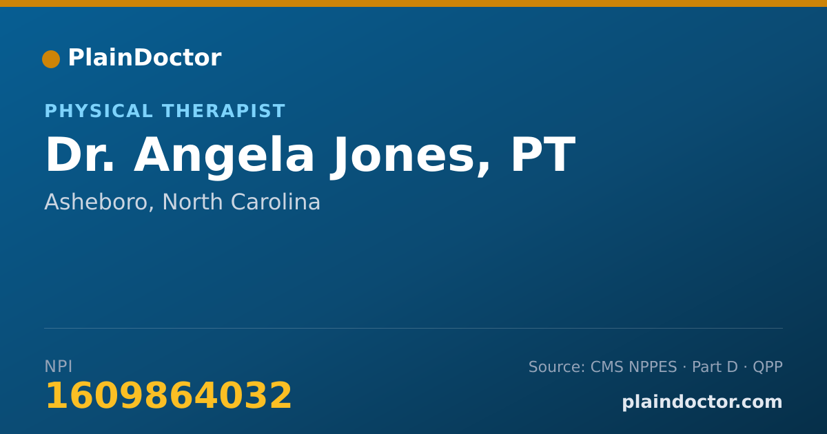 Shareable card for Angela Jones, PT - Physical Therapist, Asheboro, NC