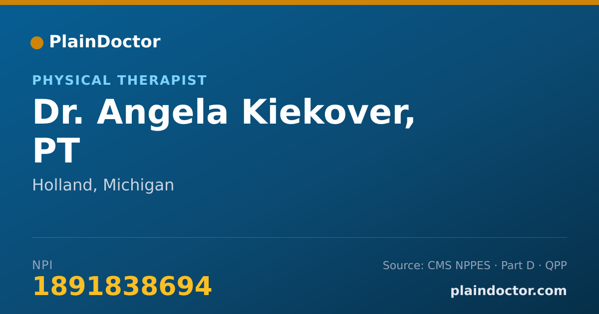 Shareable card for Angela Kiekover, PT - Physical Therapist, Holland, MI