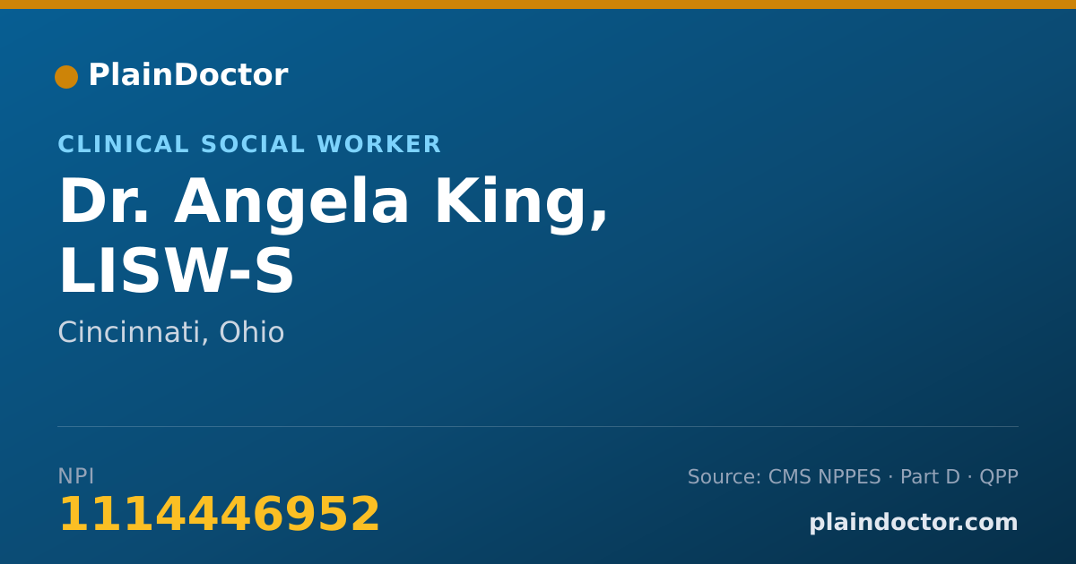 Shareable card for Angela King, LISW-S - Clinical Social Worker, Cincinnati, OH