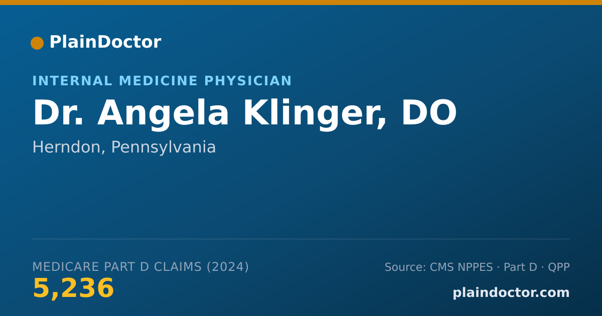 Shareable card for Angela Klinger, DO - Internal Medicine Physician, Herndon, PA