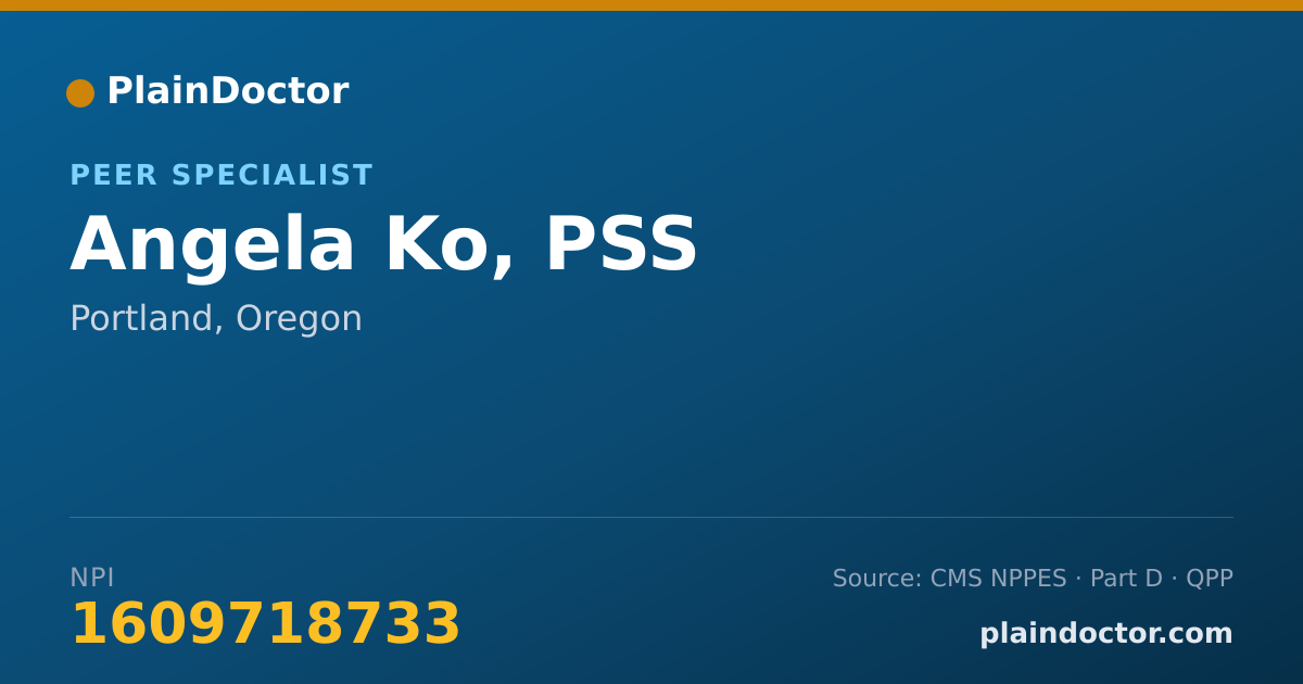 Shareable card for Angela Ko, PSS - Peer Specialist, Portland, OR