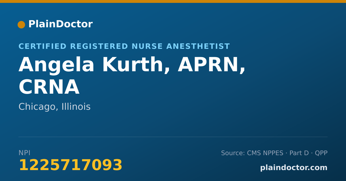Shareable card for Angela Kurth, APRN, CRNA - Certified Registered Nurse Anesthetist, Chicago, IL