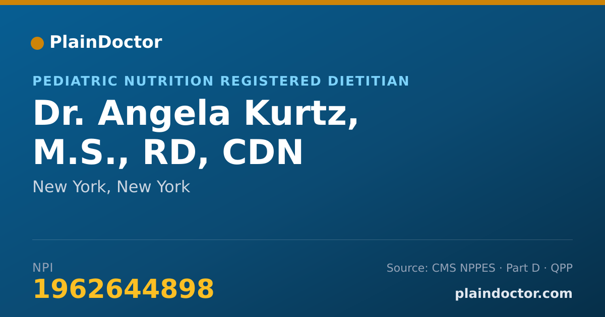 Shareable card for Angela Kurtz, M.S., RD, CDN - Pediatric Nutrition Registered Dietitian, New York, NY