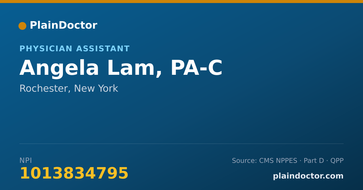 Shareable card for Angela Lam, PA-C - Physician Assistant, Rochester, NY