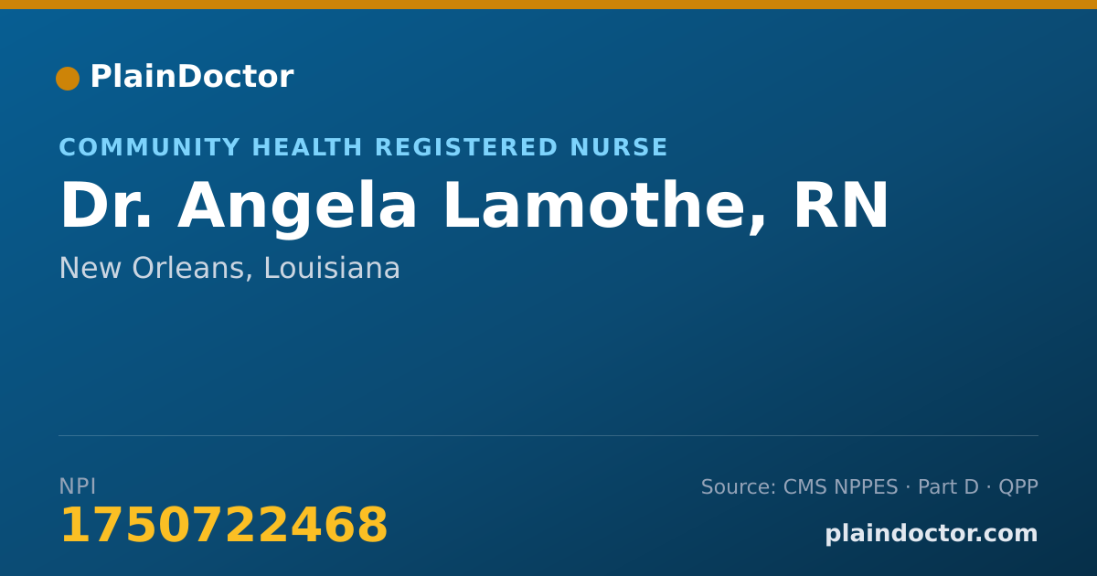Shareable card for Angela Lamothe, RN - Community Health Registered Nurse, New Orleans, LA