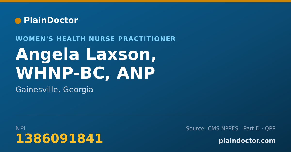 Shareable card for Angela Laxson, WHNP-BC, ANP - Women's Health Nurse Practitioner, Gainesville, GA