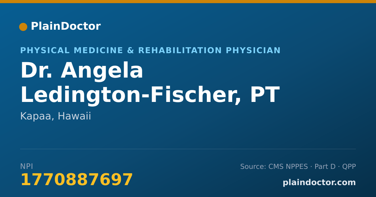 Shareable card for Angela Ledington-Fischer, PT - Physical Medicine & Rehabilitation Physician, Kapaa, HI