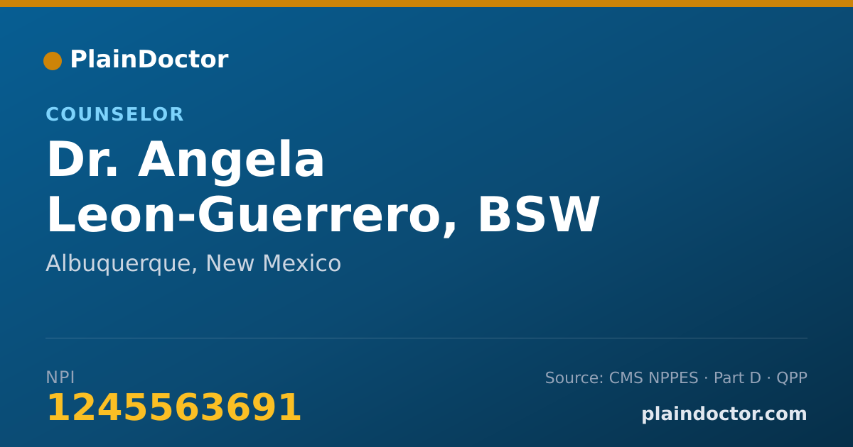 Shareable card for Angela Leon-Guerrero, BSW - Counselor, Albuquerque, NM