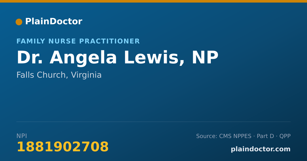 Shareable card for Angela Lewis, NP - Family Nurse Practitioner, Falls Church, VA