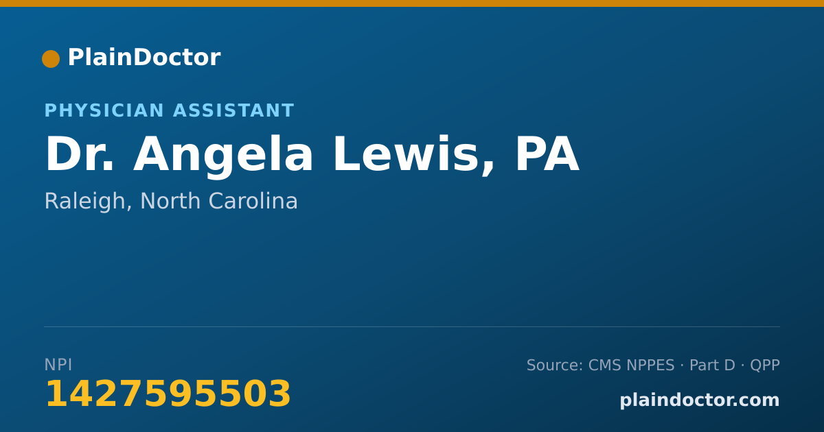 Shareable card for Angela Lewis, PA - Physician Assistant, Raleigh, NC