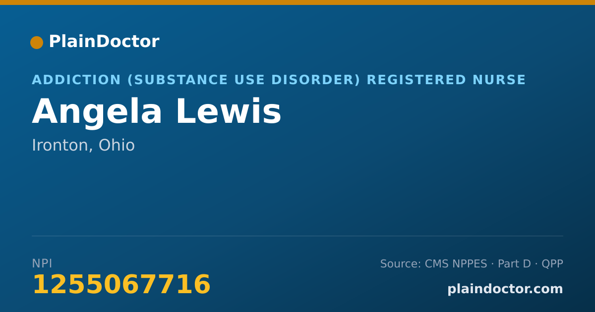 Shareable card for Angela Lewis - Addiction (Substance Use Disorder) Registered Nurse, Ironton, OH