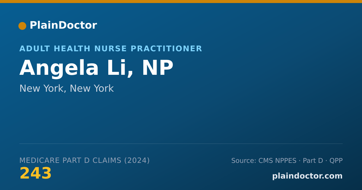 Shareable card for Angela Li, NP - Adult Health Nurse Practitioner, New York, NY