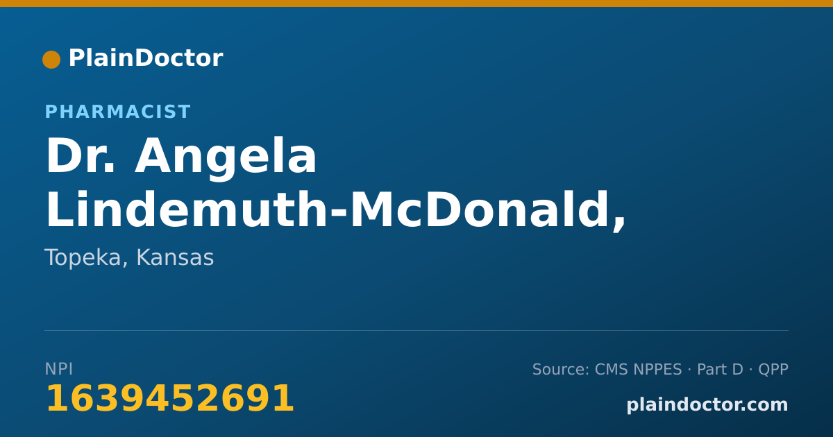 Shareable card for Angela Lindemuth-McDonald, PHARM D - Pharmacist, Topeka, KS