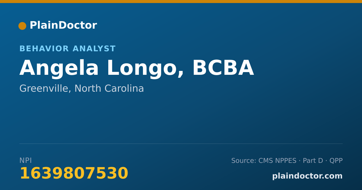 Shareable card for Angela Longo, BCBA - Behavior Analyst, Greenville, NC