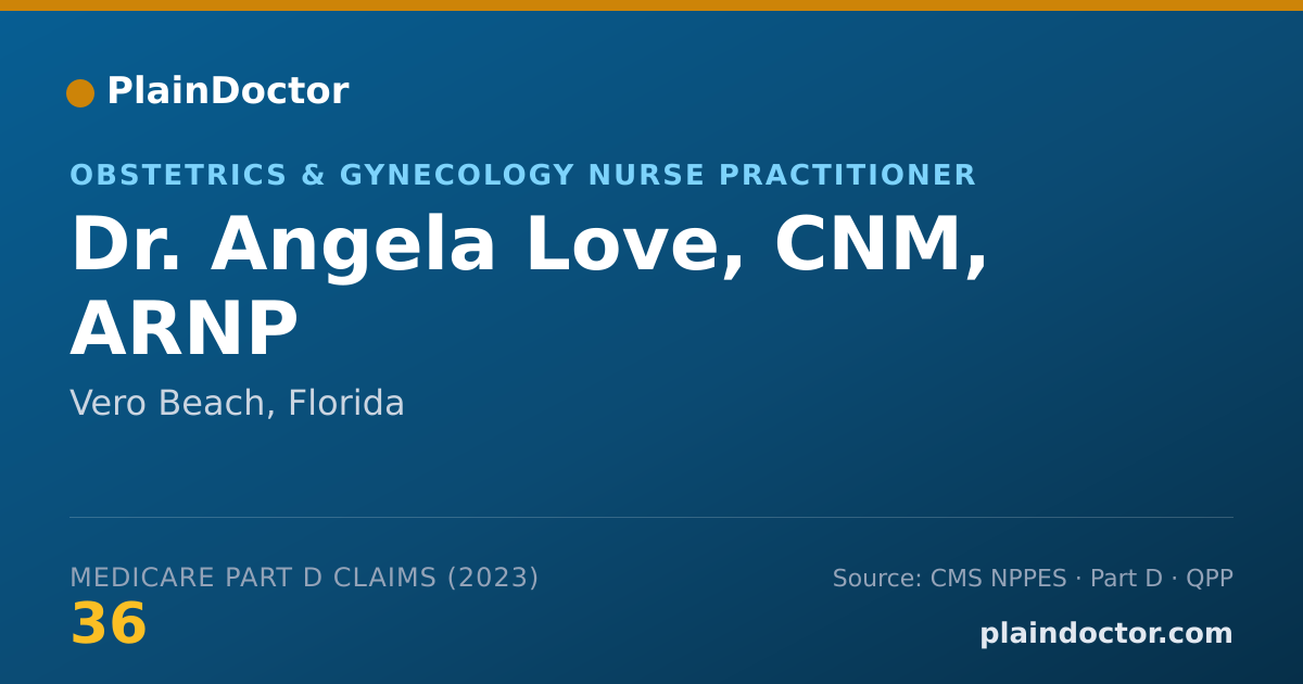 Shareable card for Angela Love, CNM, ARNP - Obstetrics & Gynecology Nurse Practitioner, Vero Beach, FL