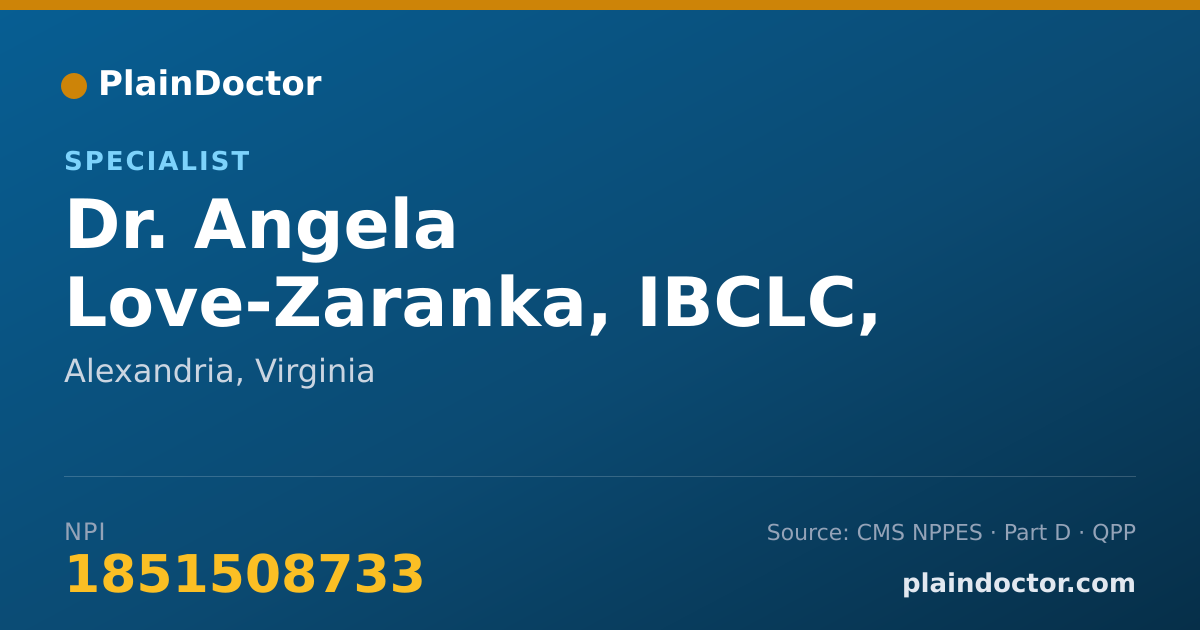 Shareable card for Angela Love-Zaranka, IBCLC, RLC - Specialist, Alexandria, VA
