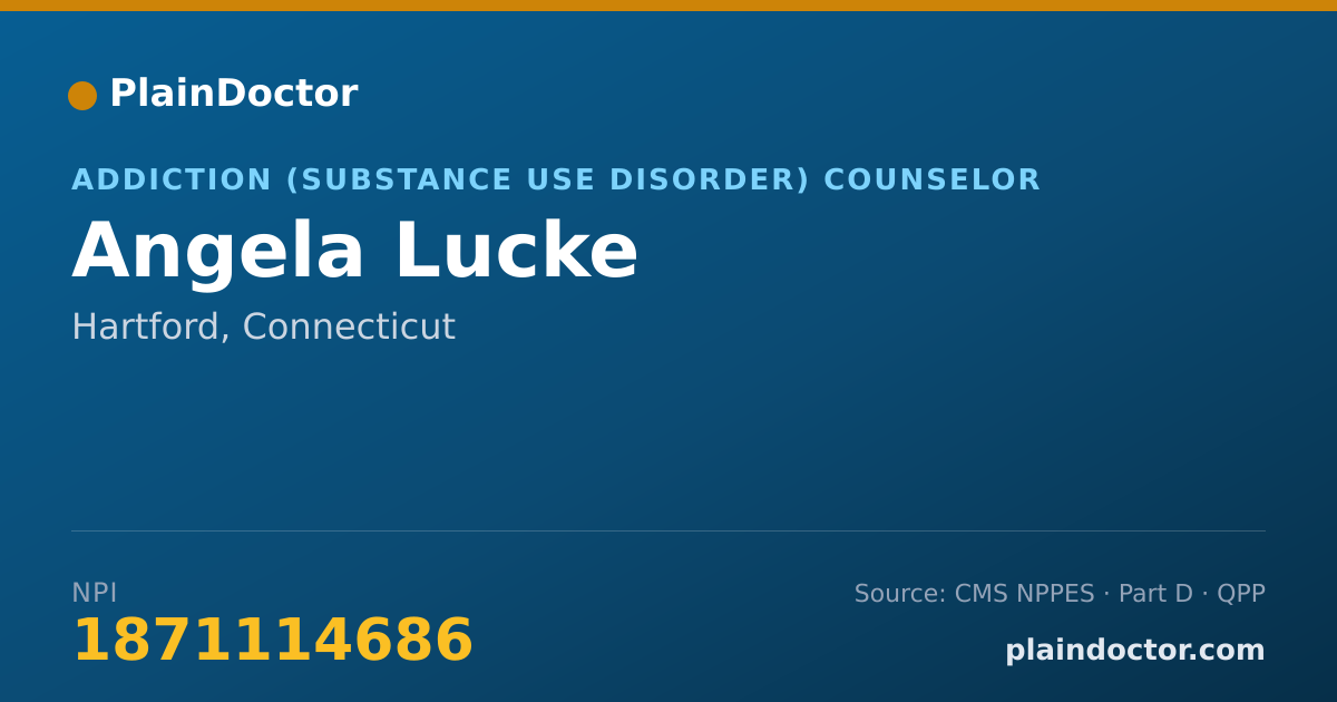 Shareable card for Angela Lucke - Addiction (Substance Use Disorder) Counselor, Hartford, CT