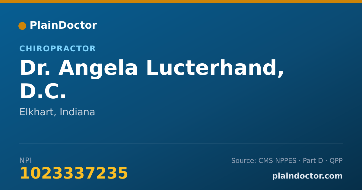 Shareable card for Angela Lucterhand, D.C. - Chiropractor, Elkhart, IN