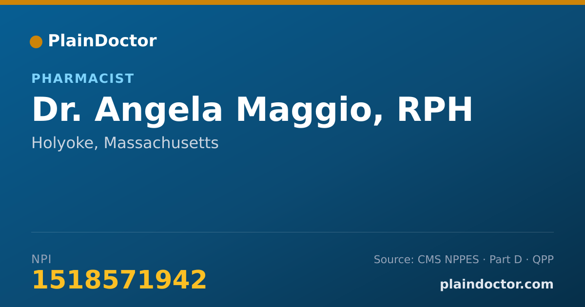 Shareable card for Angela Maggio, RPH - Pharmacist, Holyoke, MA